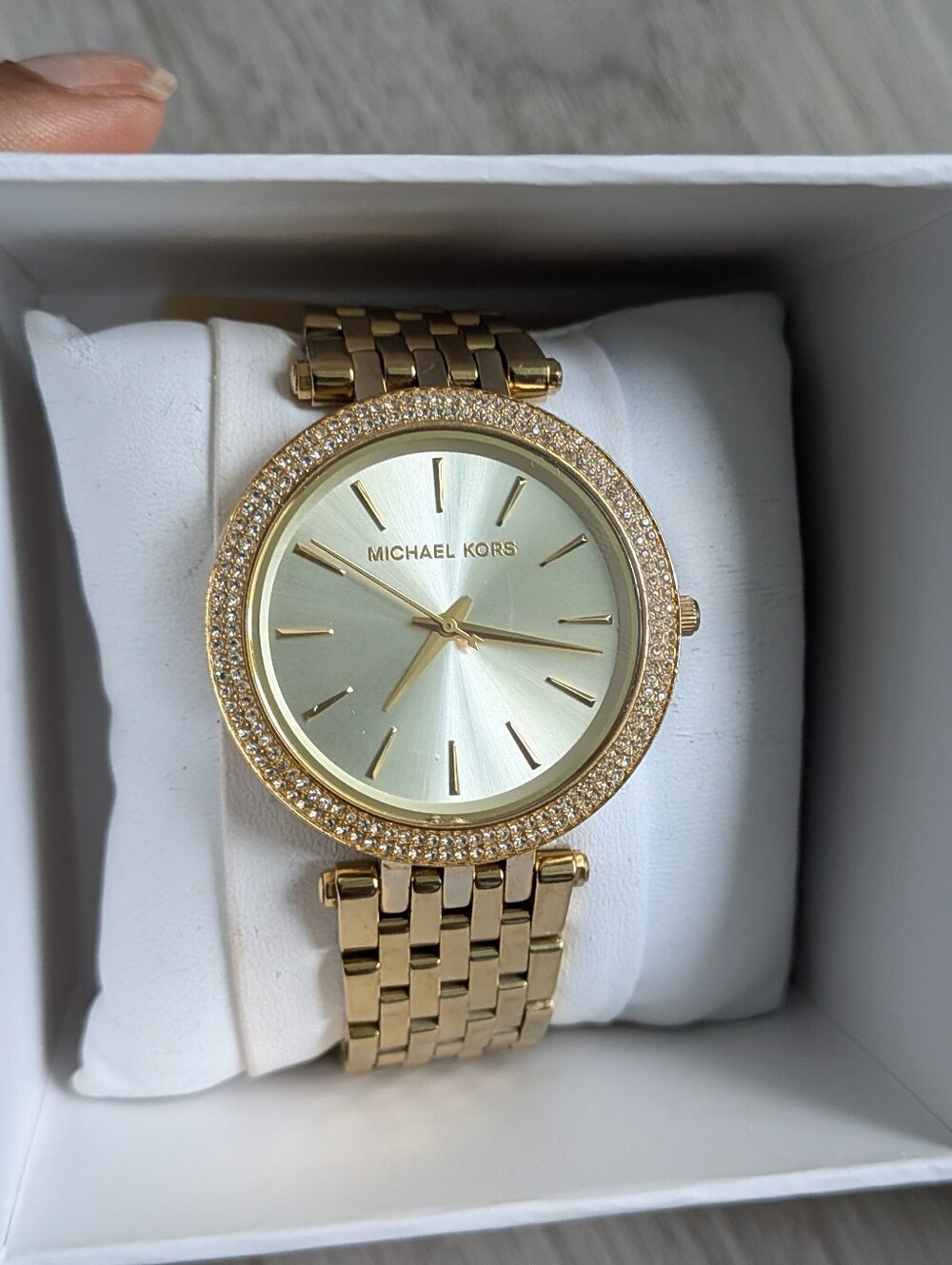 Michael Kors Women's Gold-Tone Crystal Bezel Watch